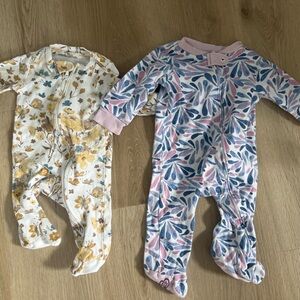Floral and Leaf Print Baby Onesies